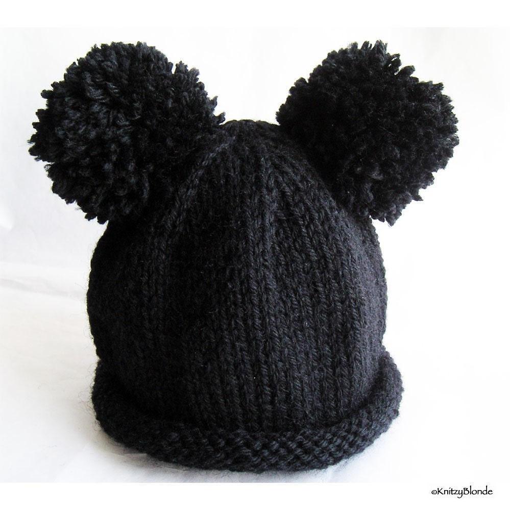 Mouse Ears Baby Hat Boy or Girl, Mickey or Minnie, You Pick the Size Custom Hand Knit