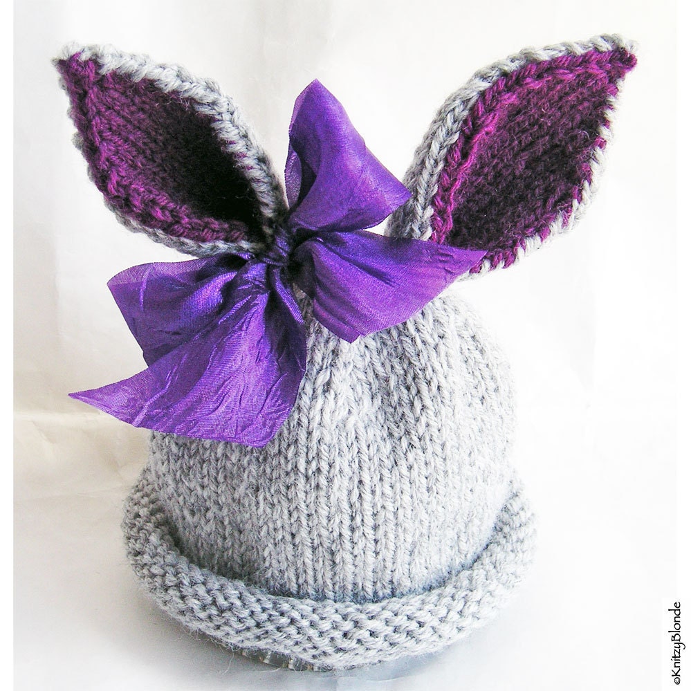 Hand Knit Bunny Baby Rabbit Hat, Custom Size, Girl or Boy  Easter Peter CottonTail
