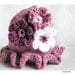 Photo Prop Baby Hat, Ruffle Brim, Crochet Flowers, Dusty Rose, Pink & White, Custom Size Hand Knit