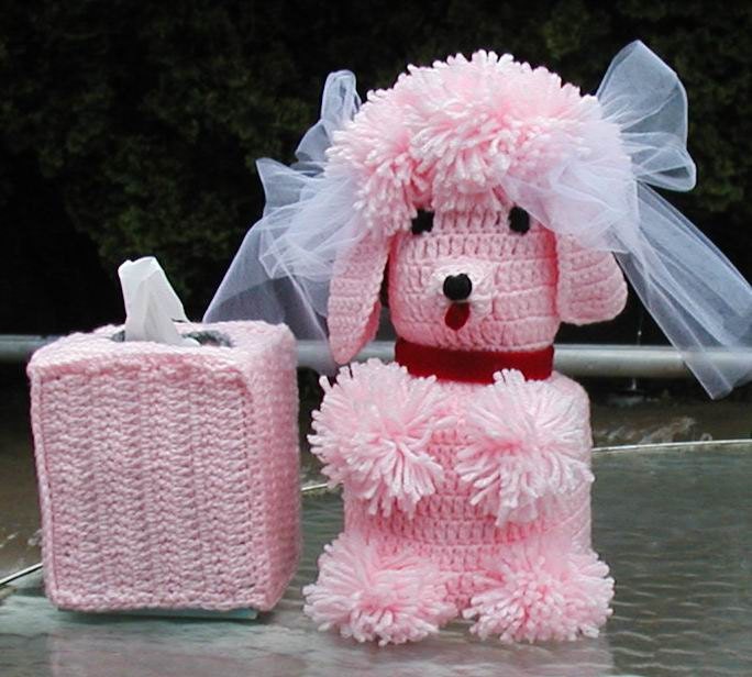 Toy Poodle pink toilet paper cover handmade by
