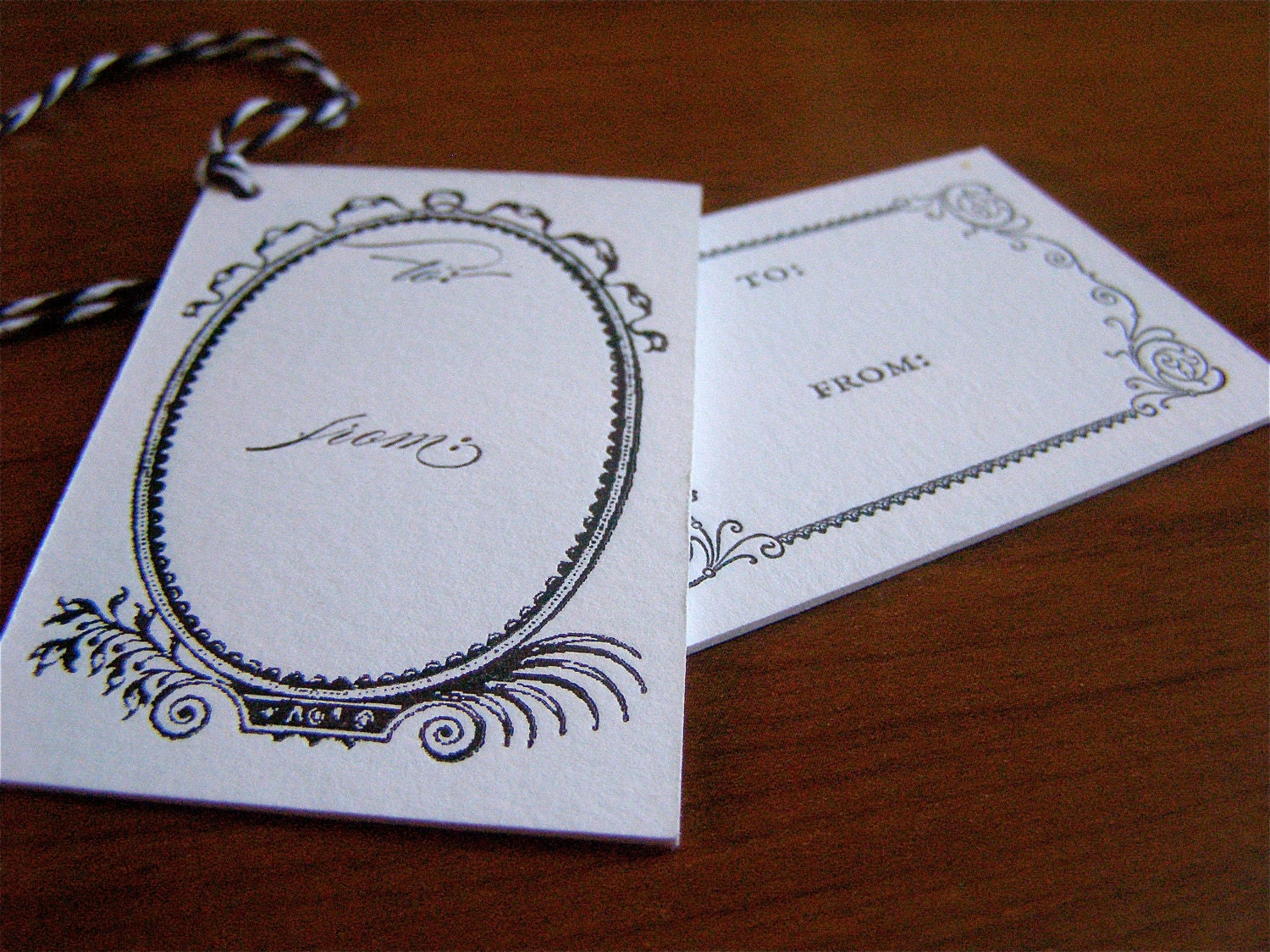 Black and White Letterpress Gift Tags - Set of 4