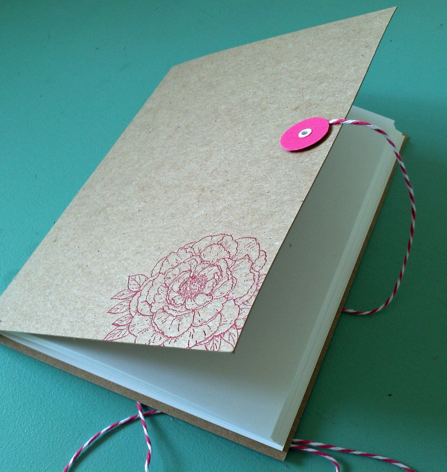Bakers Twine Letterpress Peony Flower Journal Notebook