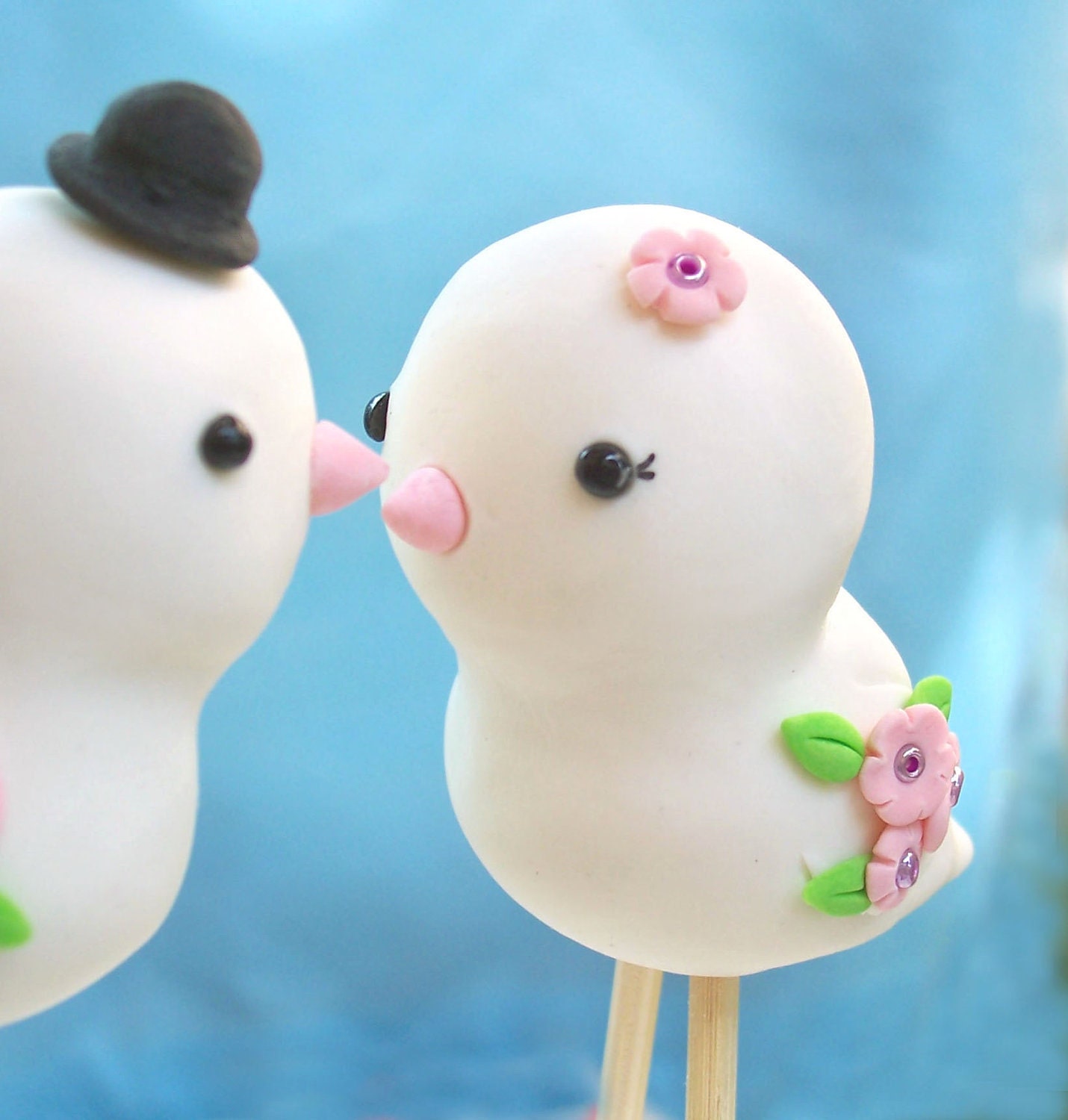 Cute Love birds wedding cake toppers - Custom details and colors