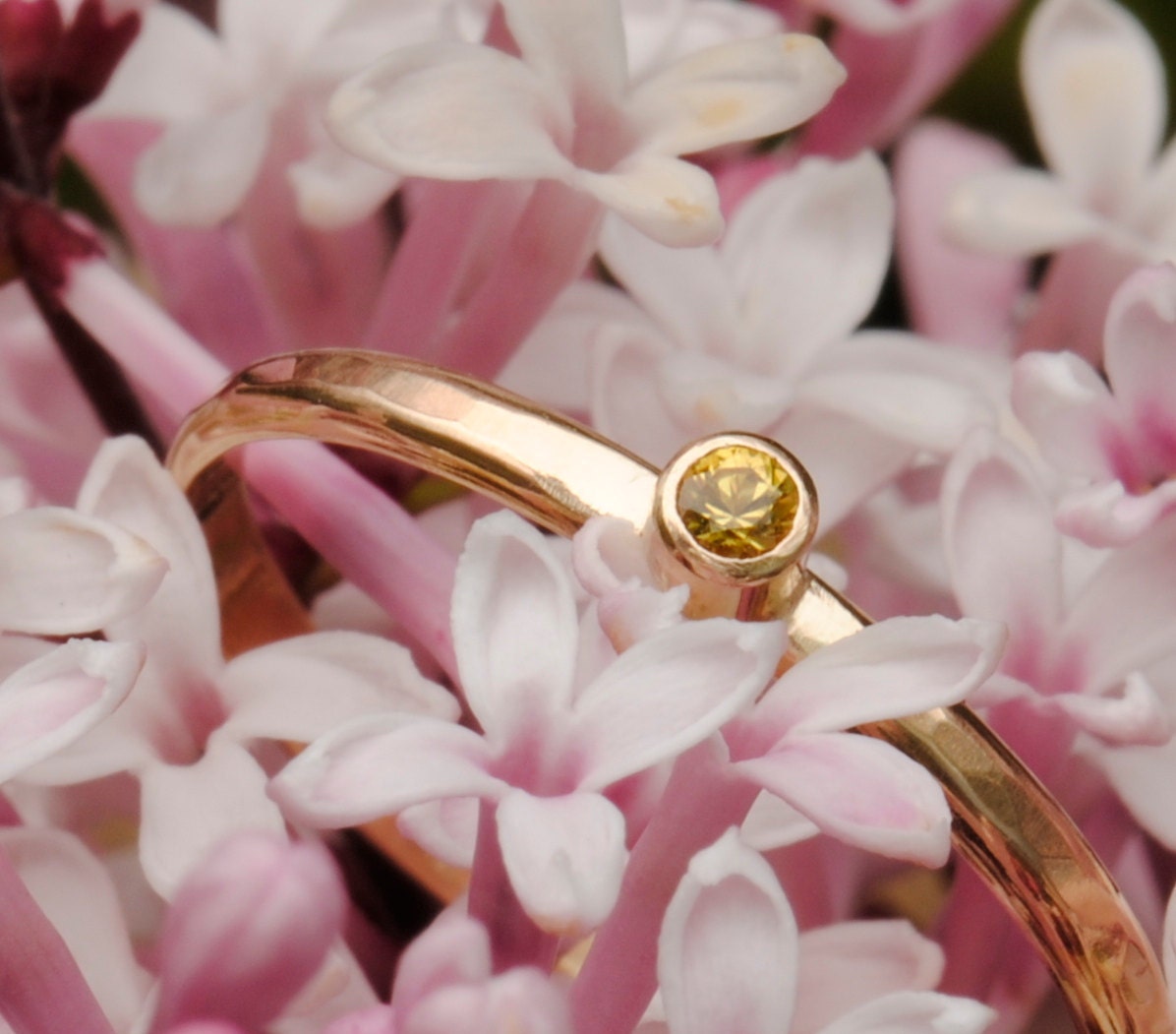 Yellow Sapphire Ring, Genuine Yellow Sapphire 14k Gold Ring