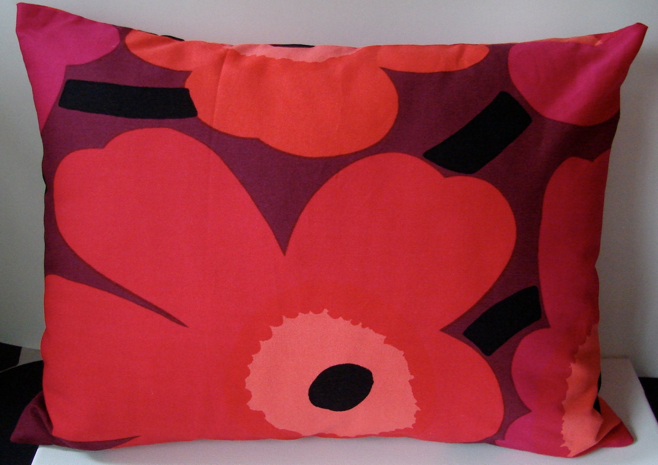 Dark Red Pieni Unikko Pillow Case, 12 x 16, Finland