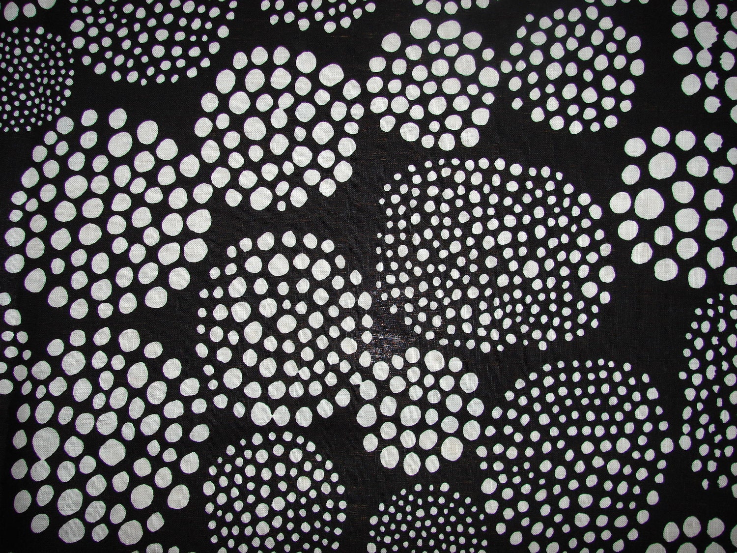 Marimekko linen fabric, black and white, Finland, HALF YARD