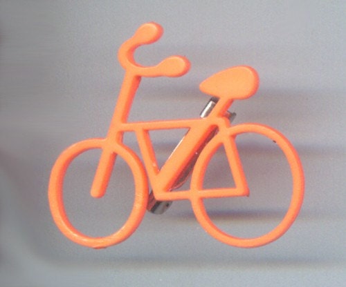 Vintage Tiny Orange Plastic Bicycle Pin By KnitsandPics On Etsy