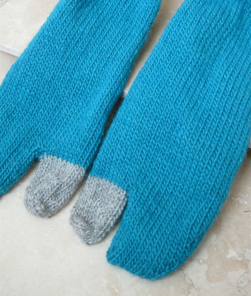 Tabi Socks - Gray and Aqua - Large