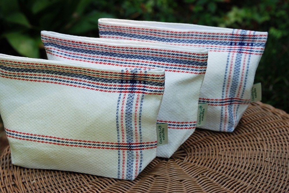 Large Vintage Linen Tea Towel  Lunch-Sandwich Bag Lined