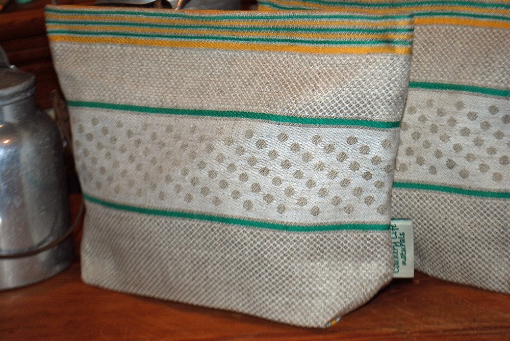 Vintage Linen Tea Towel  Lunch-Sandwich-Storage Bag Lined