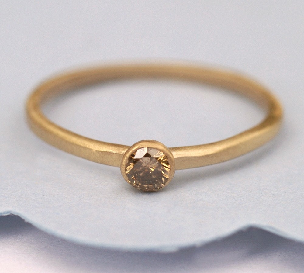Champagne  Diamond, Gold  Ring, Engagement Diamond Ring, 14K Gold Ring Tula Jewelry