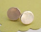 Disc Stud Earrings In 14K Yellow, White Gold or Rose Gold, Recycle  gold, Flat Disc Everyday Earrings