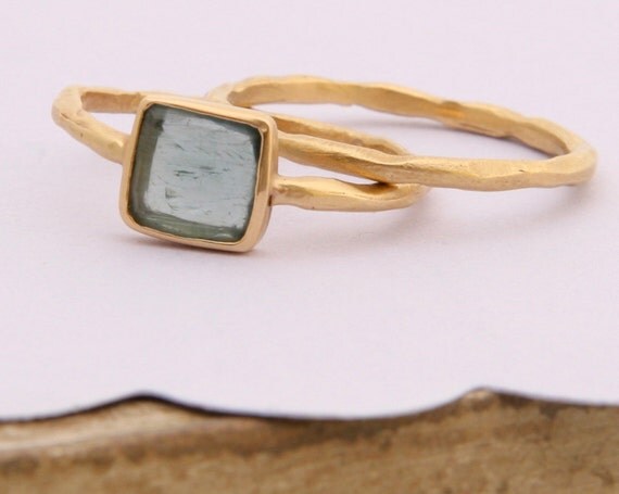 Rose Cut Tourmaline Slice Ring