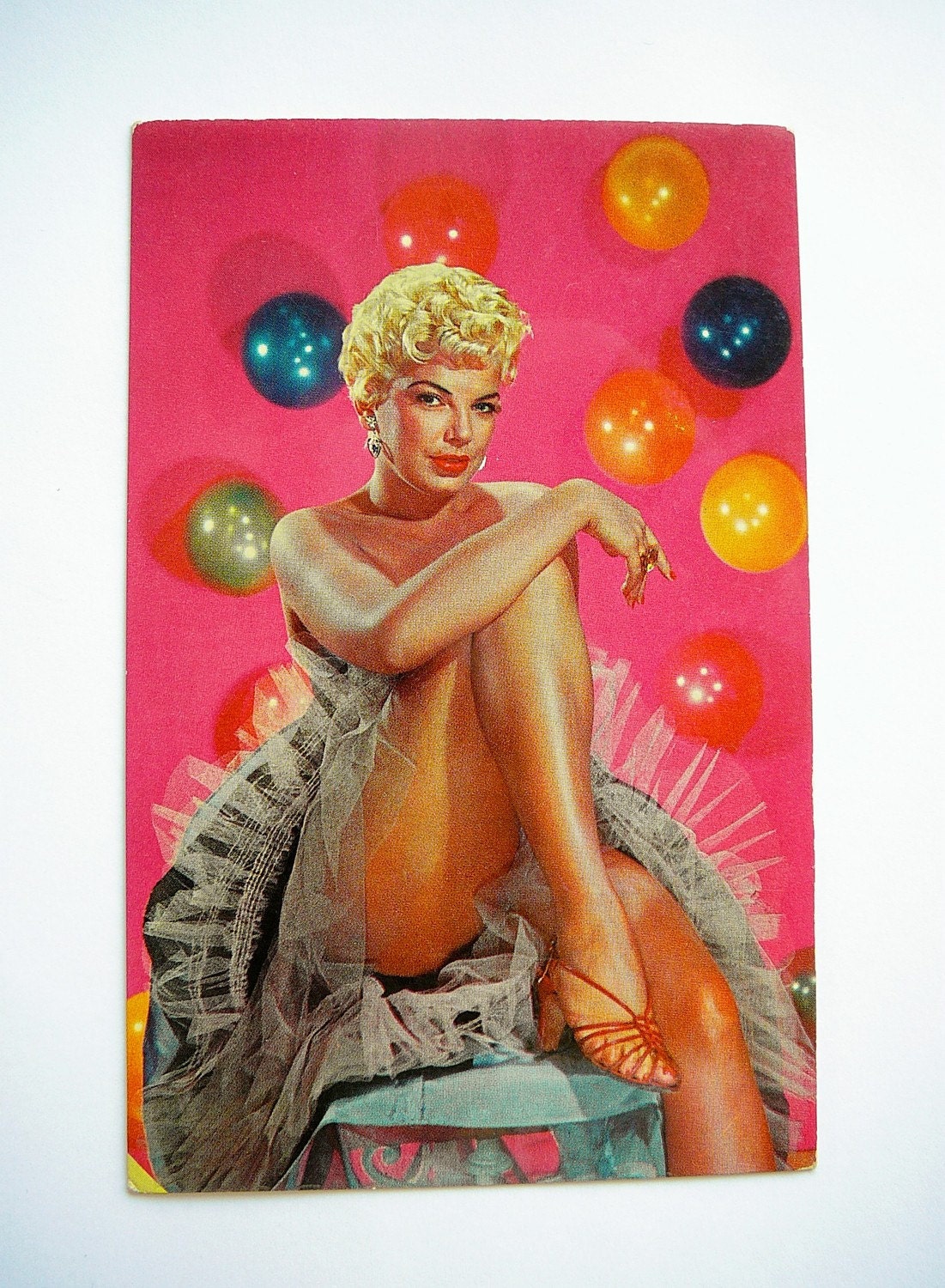 Vintage Pinup Postcard Sitting Pretty