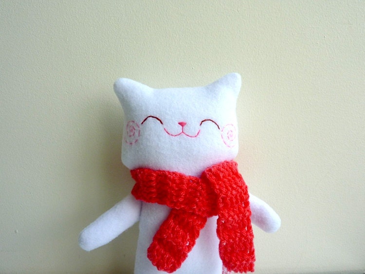 Plush Cat, Stuffed Animal, Cat Plush - Kitty Mimi with Scarf - Etsy Project Embrace