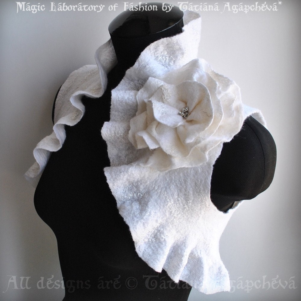 Sleeveless Bolero, Shrug, Felted, Wedding, Eco Friendly, Flower Rhinestones Corsage, Australia merino US Size 6 /Glacier/