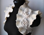 Bridal Bolero, Shrug, Jacket  Nunofelted Merino Wool  /The SPLENDID ALLURE/ Silk, Victorian Roses Embellished, 54 Pearls, Ivory, White 2011