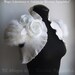 Bolero, Shrug, Jacket Wedding Felted, Marabou Bridal Felted, Cap Sleeves /The Swan Princess/ Roses, Pearls Brooch