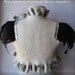 Shrug Bolero Felted Wedding Black White /SOLDIER of LOVE/ Bridal Merino/ Silk, Ivory, Flower Roses Brooch, Feathers Sleeves, US 6