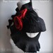 Bolero Shrug, Black Red, Goth Couture Felted Merino Silk, Roses Corsage / Brooch, Cap Sleeves, US 6 Valentines