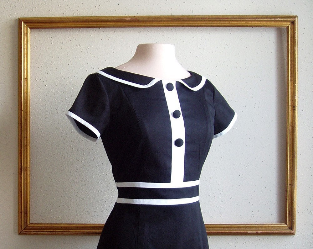 MOD dresses black and white color block custom made - KATE style