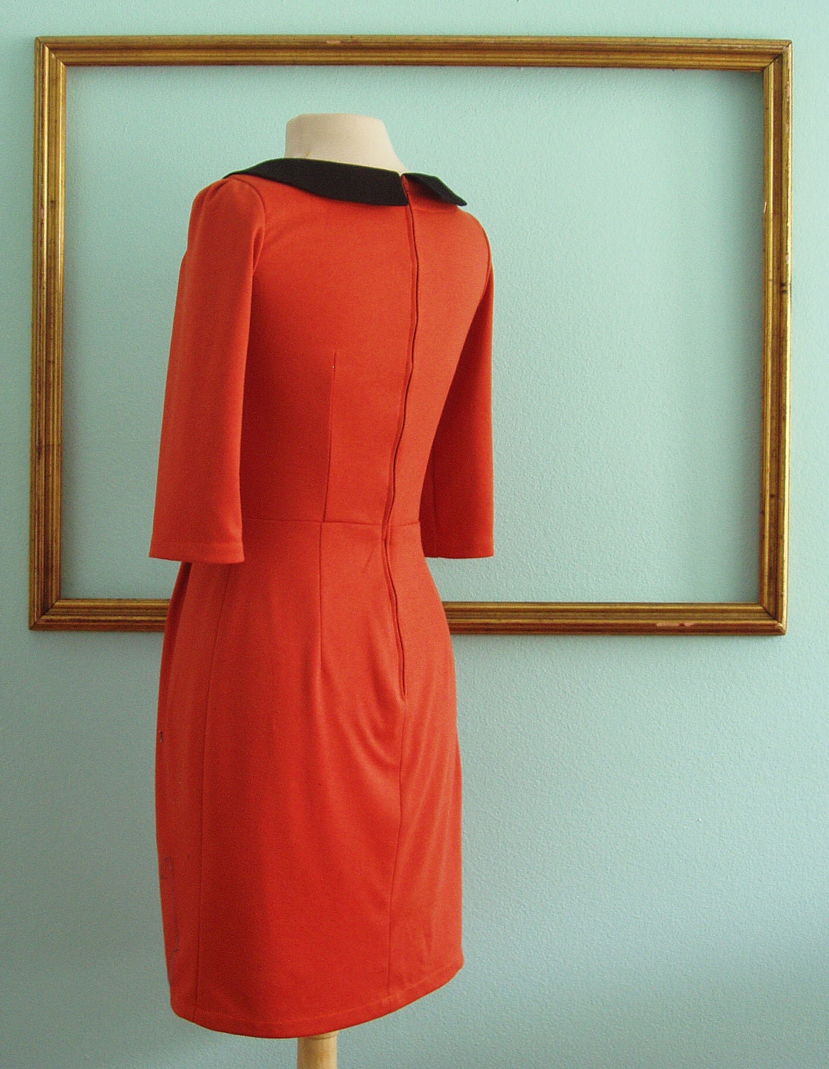 vintage inspired dress in burnt orange peter pan collar with elbow length sleeves - SUSAN style