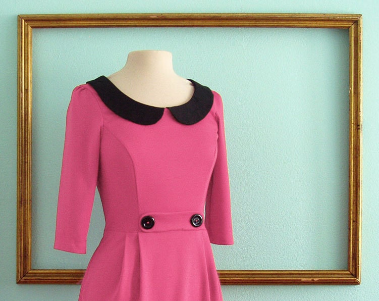 vintage inspired dress in burnt orange peter pan collar with elbow length sleeves - SUSAN style
