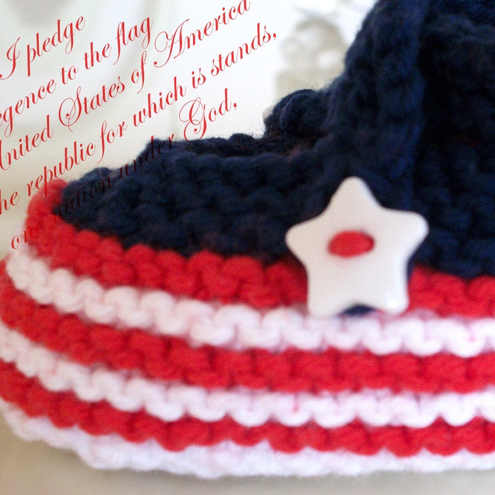 cotton baby booties yankee doodle dandy 6 to 9 months- ready to ship