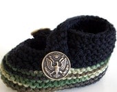 Knit Baby Booties Military Cami American Spirit 6 to 9 months