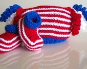 Newborn Baby Set Sack Hat n Baby Booties 4th of July Red White and Blue 0-3 months ready to ship