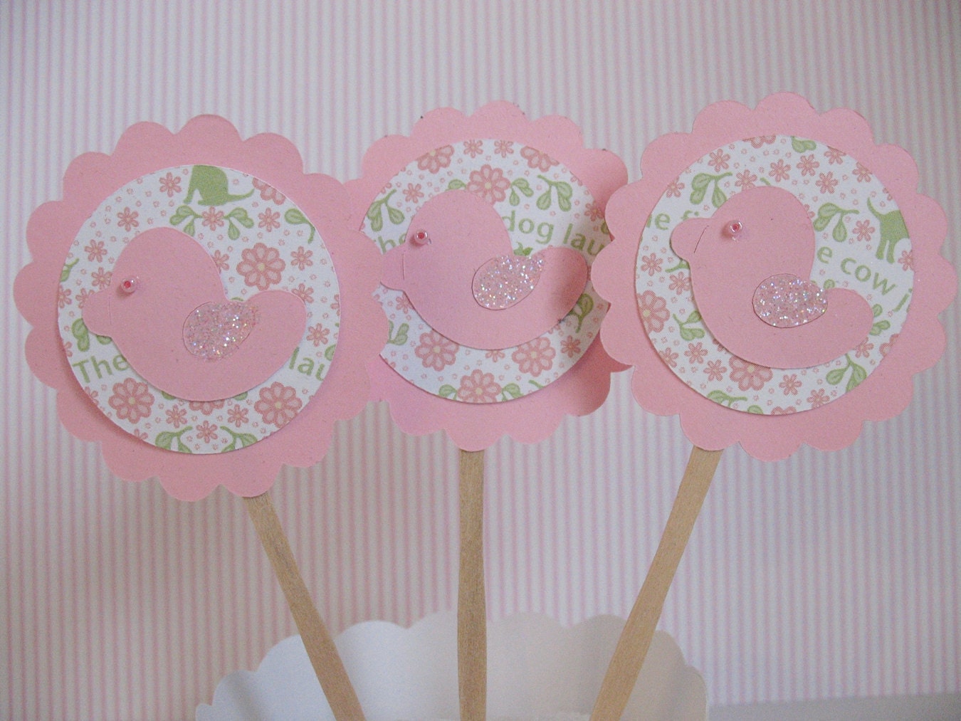 12 Pink Duckies Cupcake Toppers - Ready to Ship Il_570xn