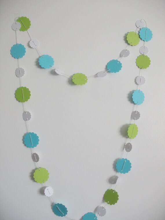 Paper Garland Scallop Circles 9 ft - Aqua Green Il_570xn