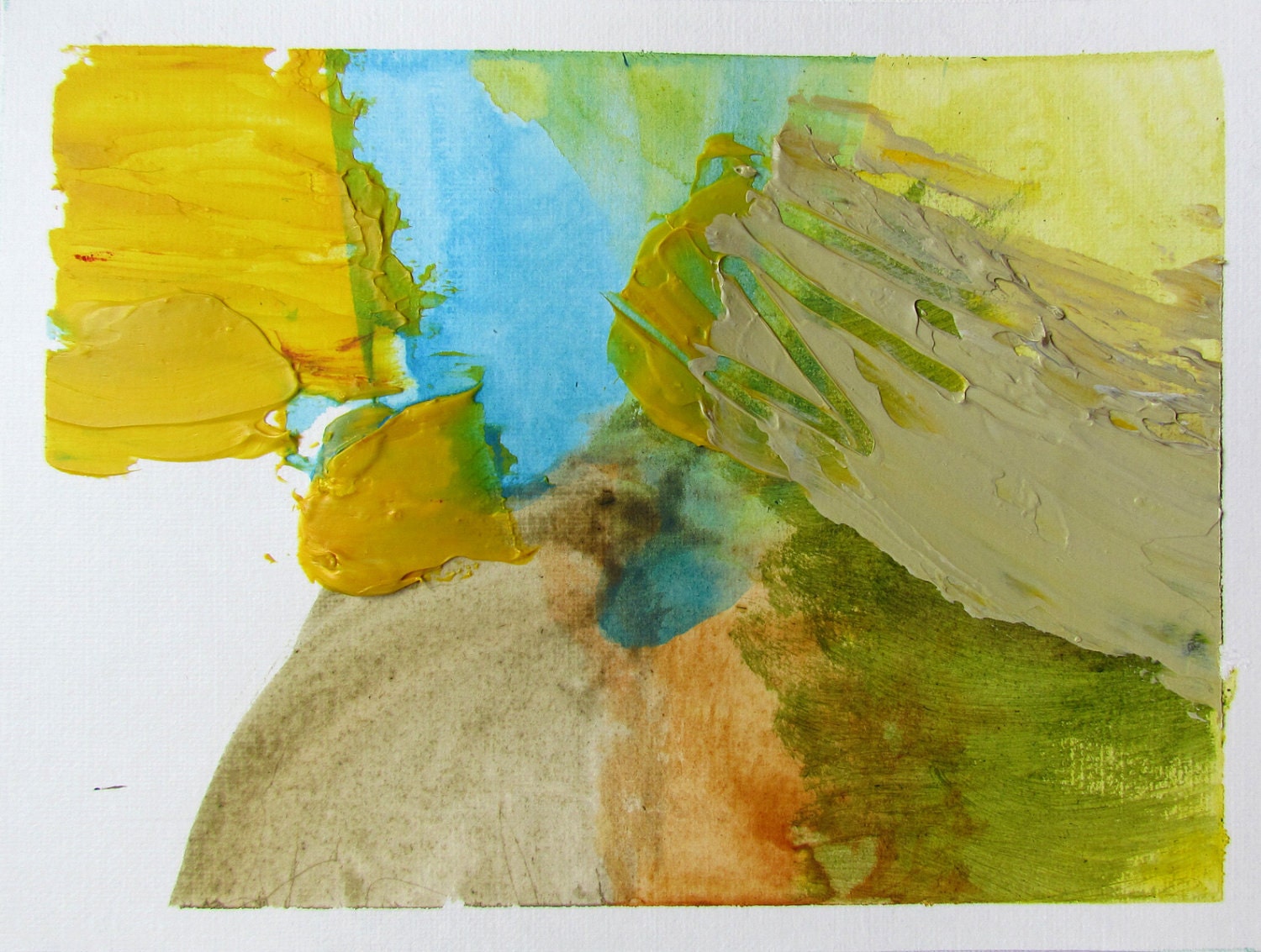 Textured Abstract Landscape Painting, 4.5 x 6 original fine art -- "Painting 142" -- acrylic painting on paper