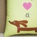 Live Laugh Love a Doxie Mini Rectangular Decorative Dachshund Whimsy Pillow Featuring Our Exclusive Custom Fabric in Fresh Celery