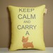 Yorkie Pillow - Keep Calm and Carry a Yorkie Yorkshire Terrier in Butter Yellow