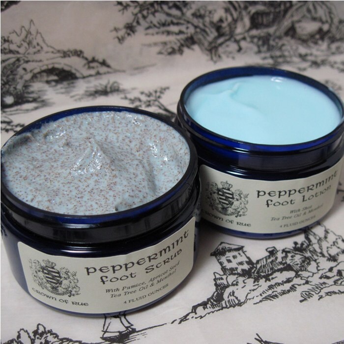 Foot Scrub and Lotion Set Peppermint Tea Tree Oil by crownofrue