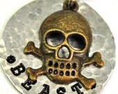 Custom pet id tag / BEAST large Skully tag 1.5 inch  / New Design
