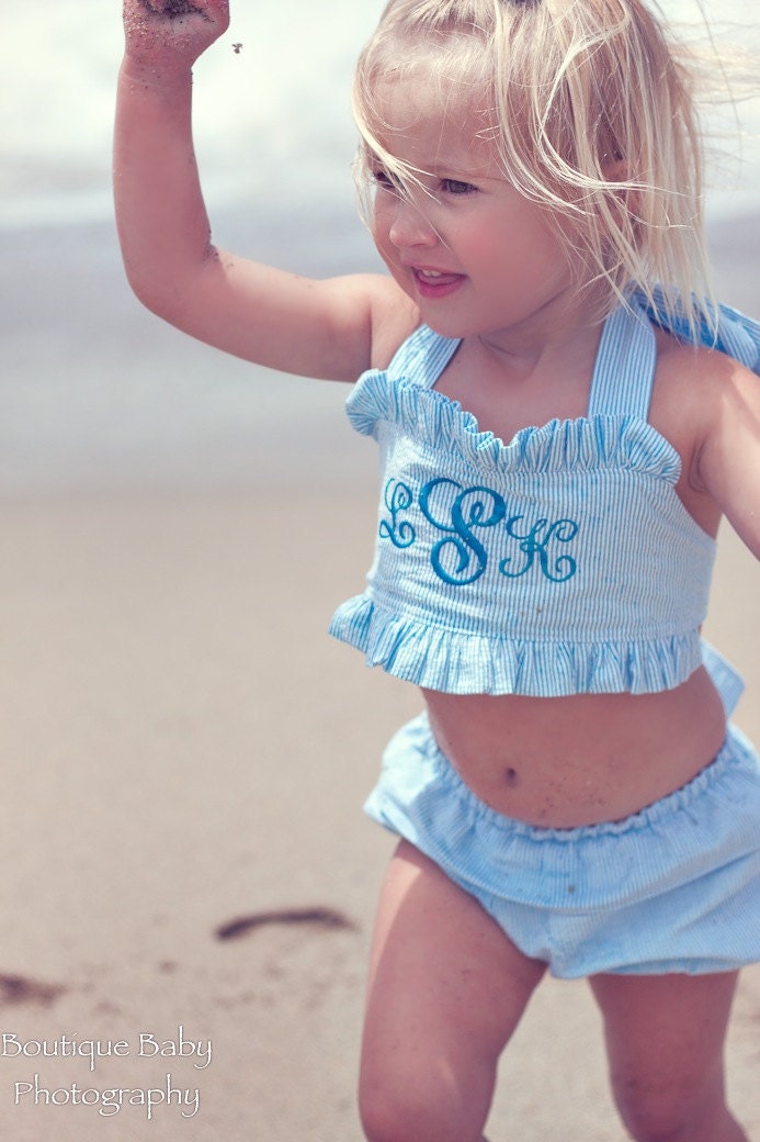 Toddler Seersucker Bikini Bathing Suit - Sizes 12mos - 4T
