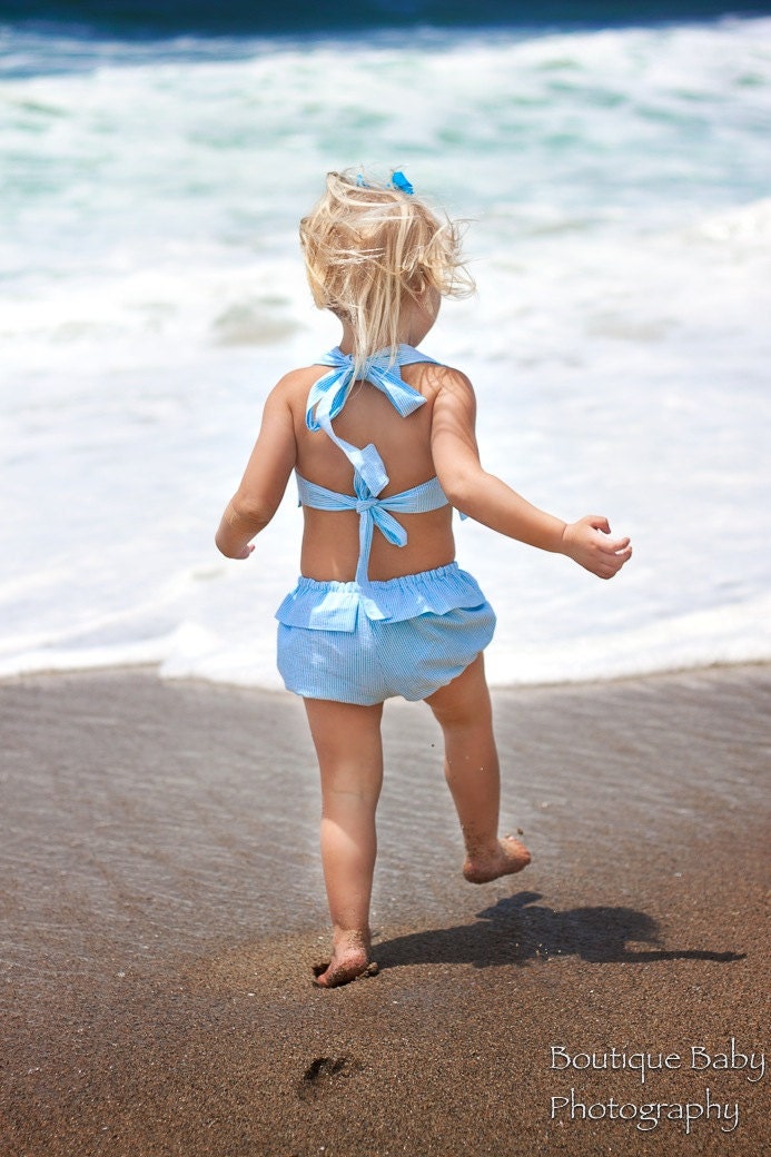 Toddler Seersucker Bikini Bathing Suit - Sizes 12mos - 4T