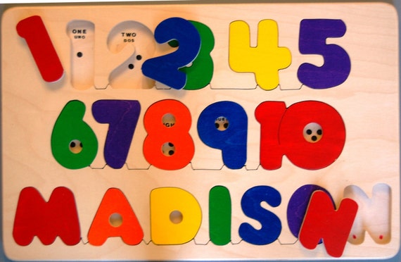 Wooden NAME and NUMBERS puzzle a memorable by puzzlepeople