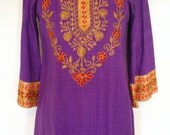 Horizons Unlimited Key West Purple Cotton Embroidered Tunic Size S