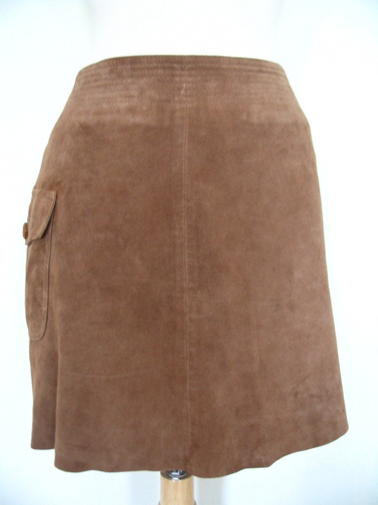 Cute J. Crew 90s Cocoa Suede Miniskirt Side Pocket Size 2