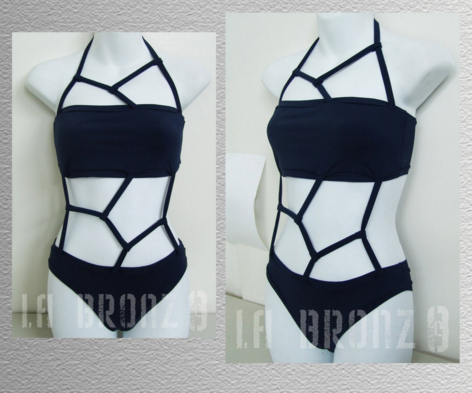 Swimwear & Coverups Swimsuit Two-Pieces Swimsuit Honeycomb Motif 1-Piece Navy Swimsuit