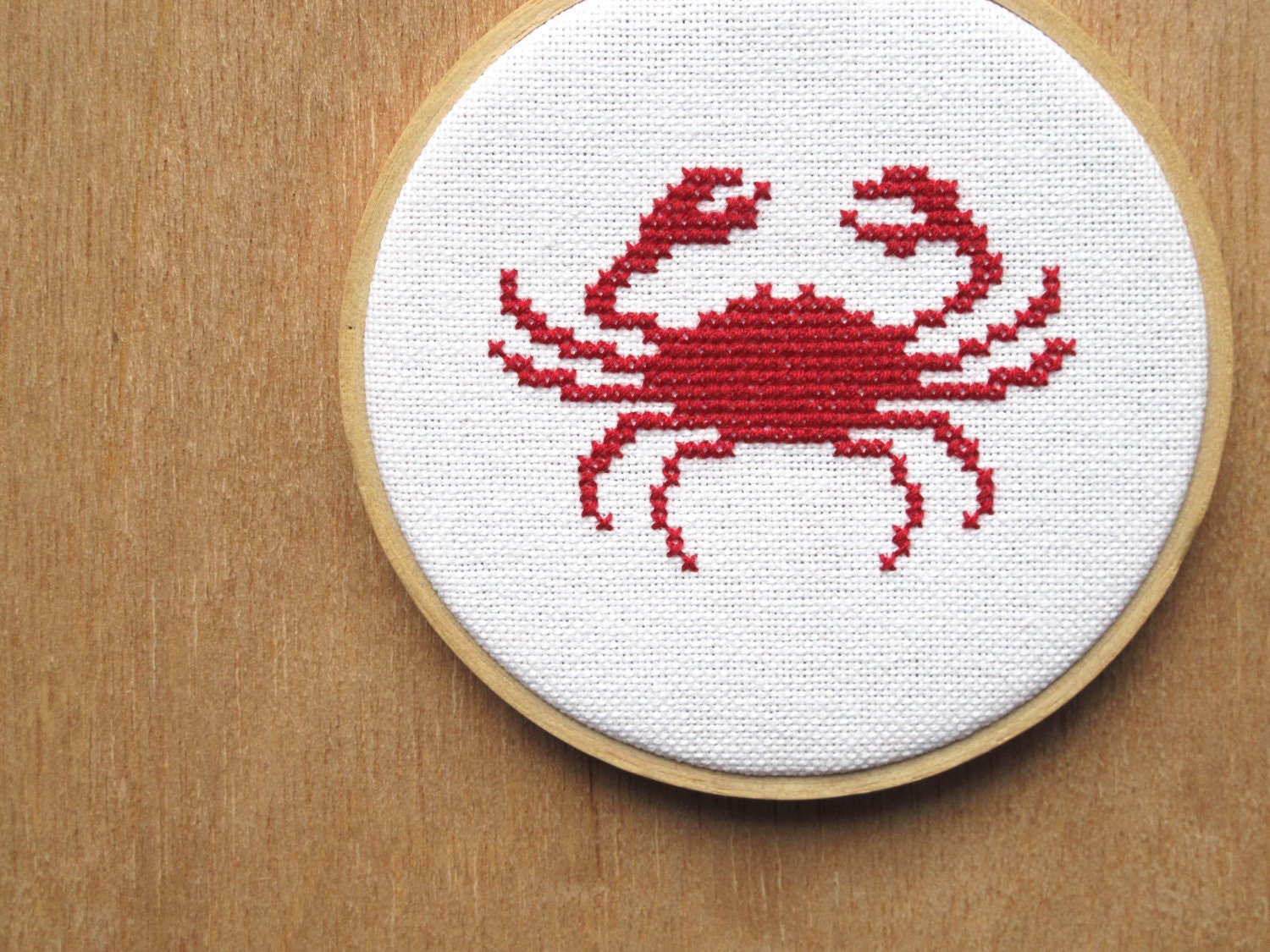 cross stitch crab will nibble your toes.  chomp.