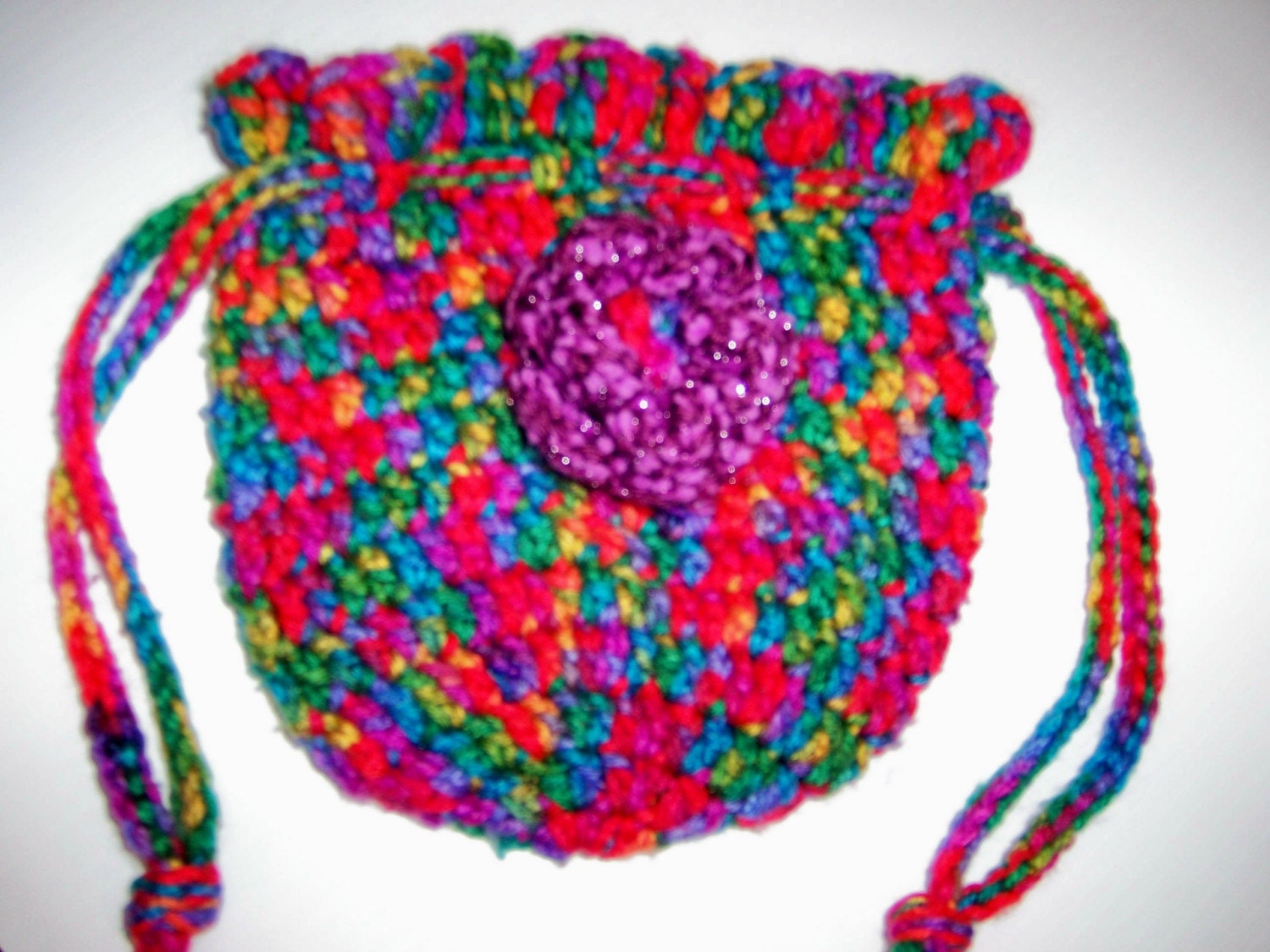 BRILLIANT BAG Handmade Crochet Diva Mini Purse With Sparkle Flower