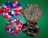 FOUR SEXY SCRUNCHIES Handmade Crochet Ponytail Hair Tie Backs Gift Decorations Free Shipping