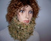 WARM WHEAT Cowl Handmade Crochet Furry Extra Warm Neckwarmer
