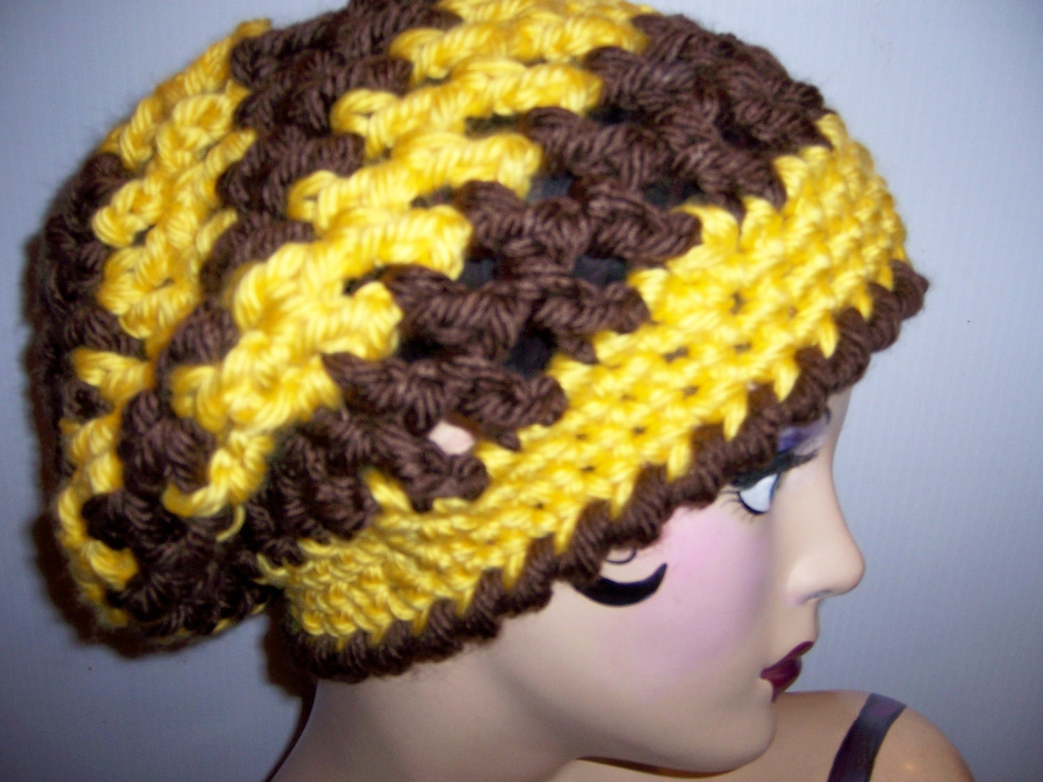 SUNFLOWER SLOUCHY Beret Handmade Crochet Witchy Warm Slouchy Hat