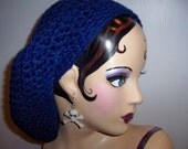 NOBLE NAVY Beret Handmade Crochet Bohemian Gypsy Slouchy Hat