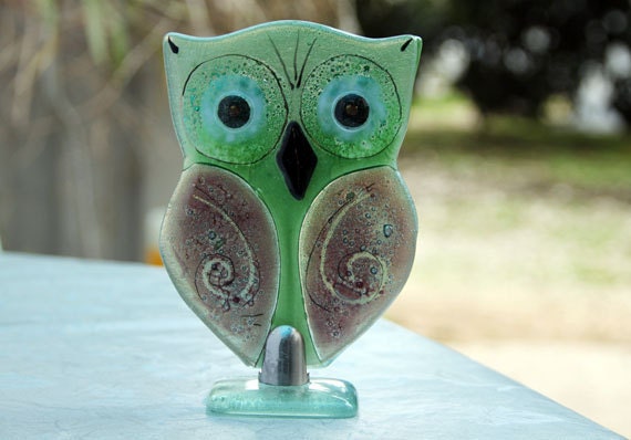 fusd Glass owl Sculpture , Housewarming Gift